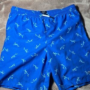 Crown & Ivy Blue Shark Pattern Swim Trunks